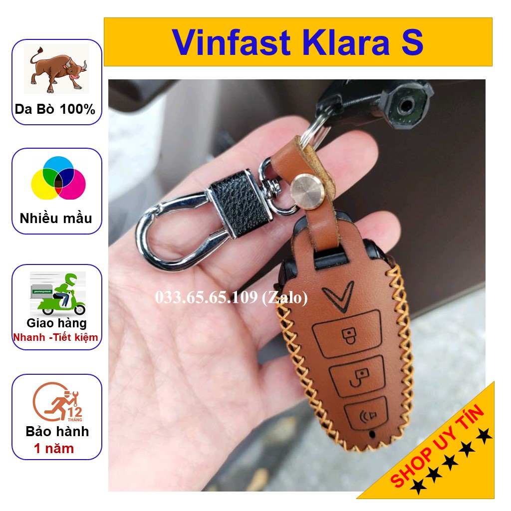 Bao da chìa khóa Vinfat Klara S bằng da bò, kèm tặng móc khóa bảo hành 12 tháng