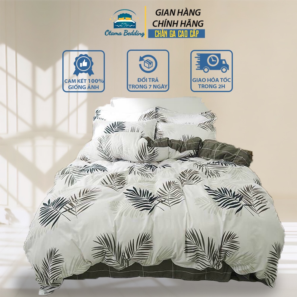 Bộ 4 món chăn ga gối dày dặn cao cấp, Bộ ga drap giường, vỏ gối và vỏ chăn poly cotton - Otama Bedding
