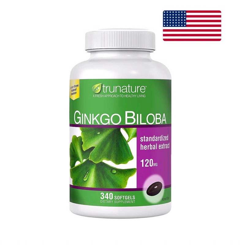 (Air 3/24 bill) Viên bổ não Ginkgo Biloba With Vinpocetine 120mg Trunature hộp 340 viên