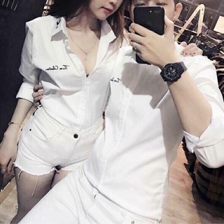 Sơ mi cặp nam nữ phối chữ ngực hot a59