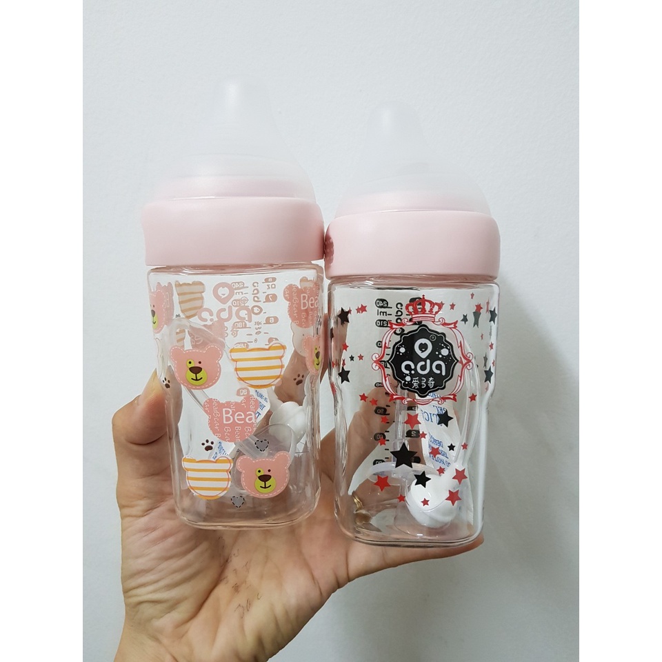 BÌNH SỮA THUỶ TINH NÚM VÚ LỆCH ADA 240ml, 150ml