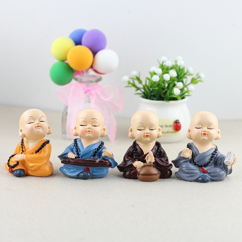Tượng chú tiểu cầm kì thi họa KÈM ĐẾ KEO trang trí ô tô, bàn làm việc, bàn học 💕FREESHIP 50k💕 - Dear Ladies