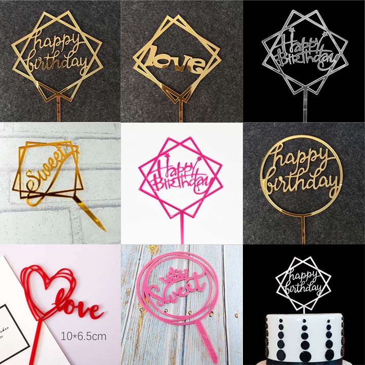 Meka tem cắm trang trí bánh kem, que cắm bánh mica trang trí bánh sinh nhật