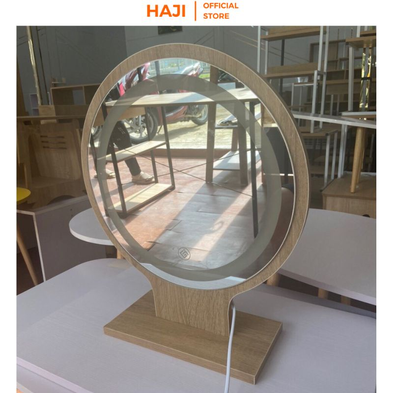 Gương tròn để bàn HAJI viền led cảm ứng điều chỉnh độ sáng thông minh A214