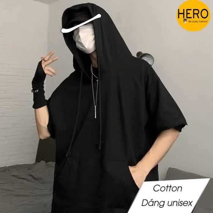 [Mẫu HOT] Áo Thun Hoodie Tay Ngắn Có Mũ Form Rộng Outfit Unisex Nam Nữ Phong Cách Năng Năng Động Cotton AP07 ◦