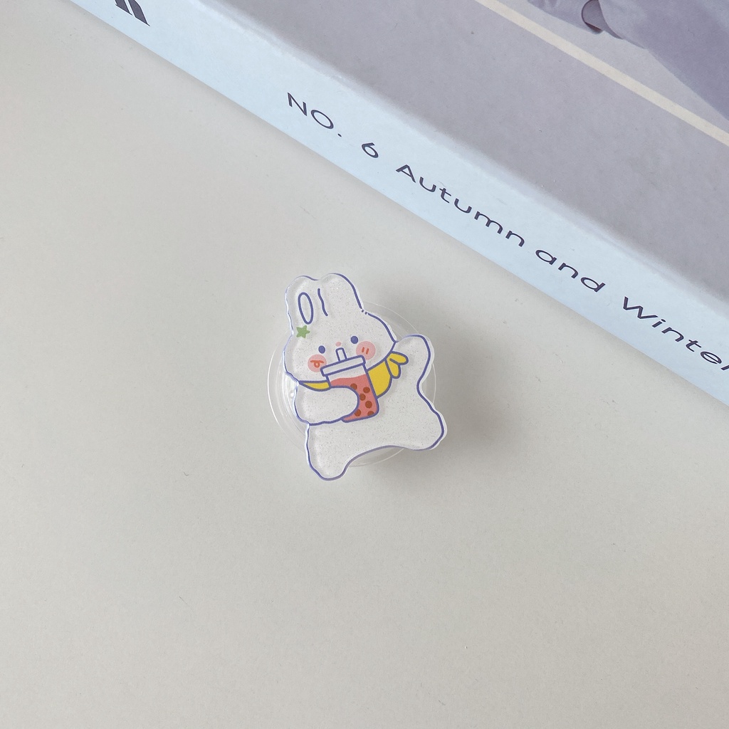 Giá Đỡ Điện Thoại acrylic Hình Thỏ Hoạt Hình 3D Đơn Giản Chống Rơi Tiện Dụng