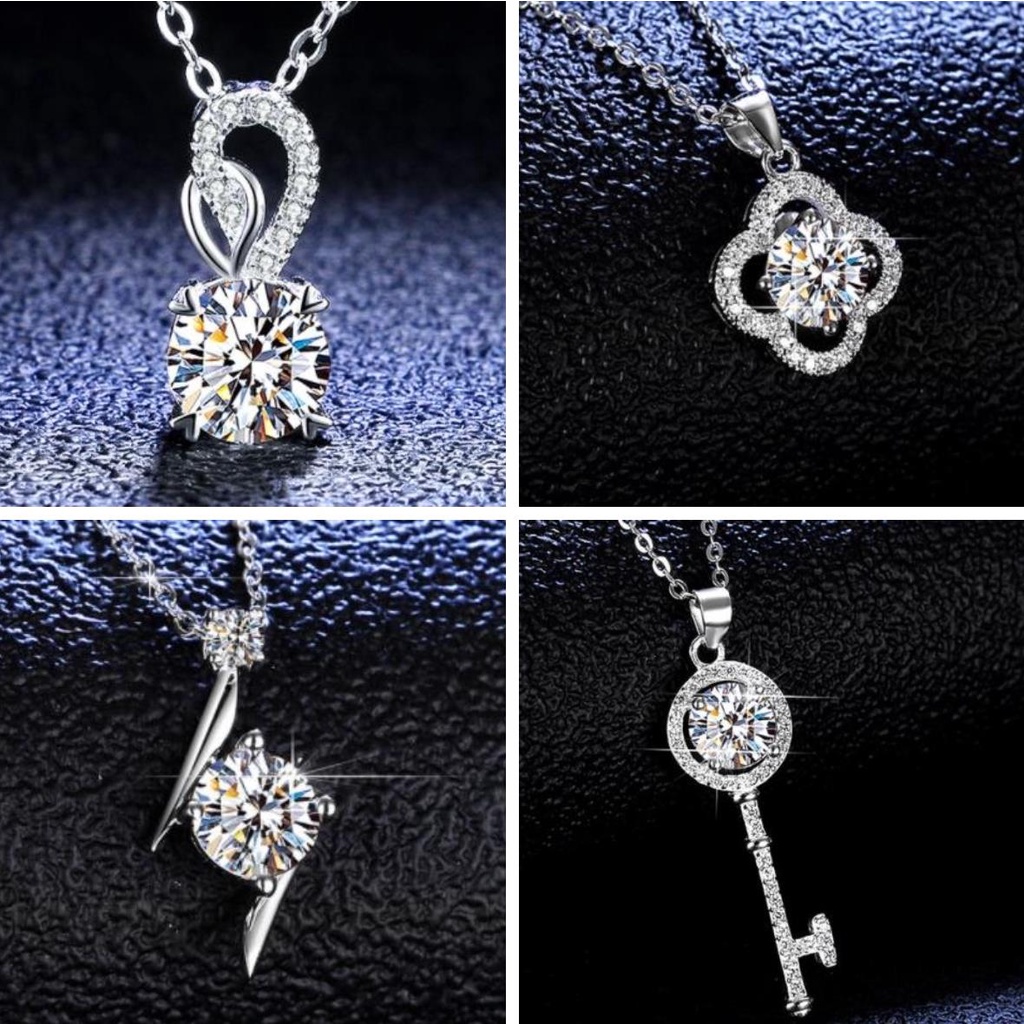 Kim Cương Nhân Tạo Moissanite  Dây chuyền S925 bạc nguyên chất  0.5-- 1 carat màu D Mosanshi có thể vượt qua bút kim cương với giấy chứng nhận xác định với hộp quà Valentine