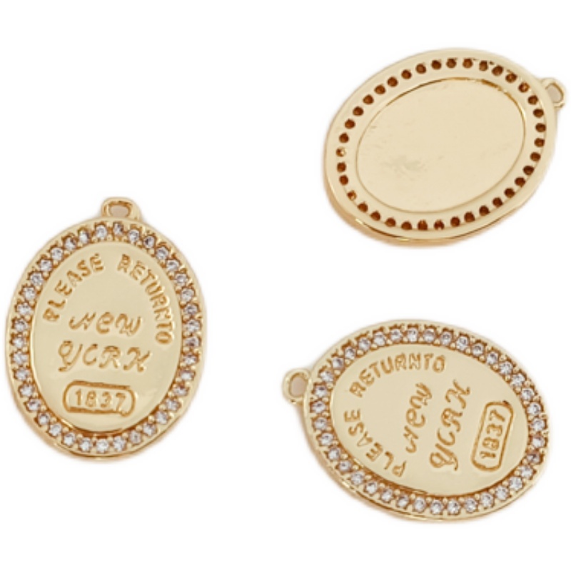 Mặt Dây Chuyền 14K Hình Đồng Xu Khắc Chữ Queen Màu Sắc Cổ Điển diy