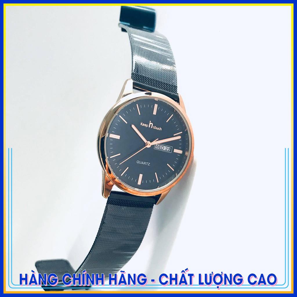 (Plazavn nhập khẩu) Đồng hồ nam dây thép lưới Keep In Touch 8040 chống nước chống xước chống gỉ