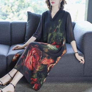 Đầm chiffon mỏng dài qua gối size lớn thoáng khí thời trang