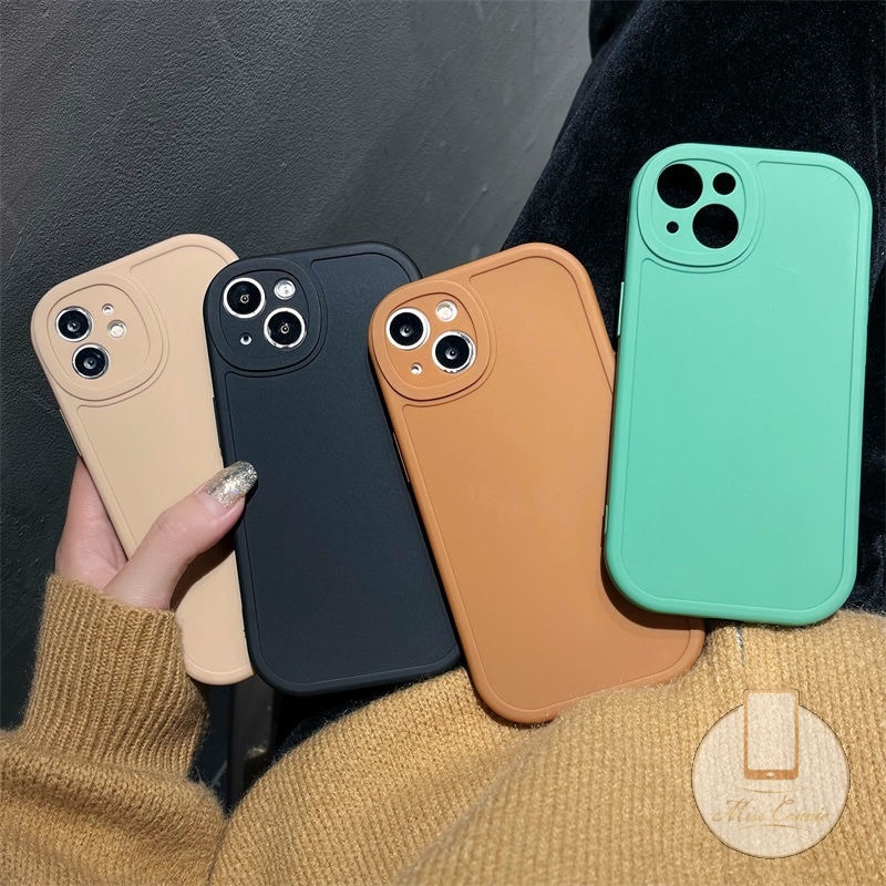 Ốp Điện Thoại TPU Mềm Màu Trơn Hình Oval Cho iPhone 7Plus 11 12 13 Pro Max XR X XS Max 7 8 Plus SE