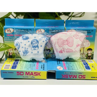 Chính hãng-khẩu trang trẻ em 5d nam anh màu xanh đôrêmon và hồng kitty