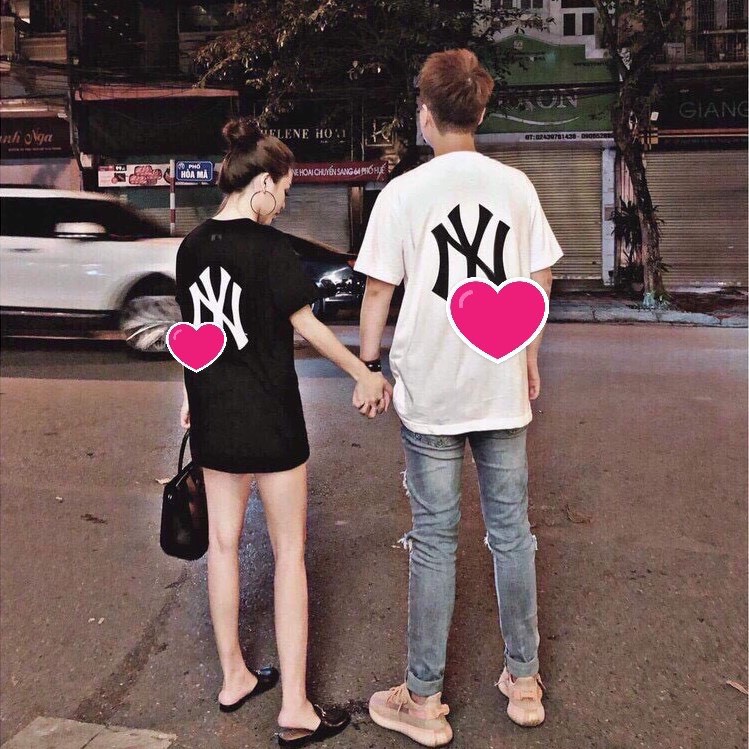 Áo thun phông tay lỡ form rộng NY Unisex nam nữ |Áo đôi 2 màu đen trắng mẫu mới 2020 | BigBuy360 - bigbuy360.vn