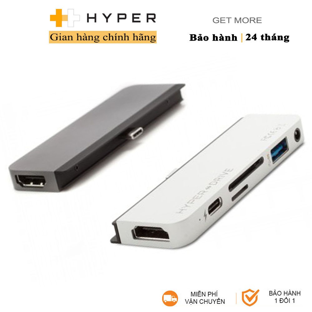 Cổng chuyển chuyên dụng HyperDrive 6-in-1 HDMI 4K/60Hz USB-C Hub cho iPad/Macbook - HD319B - Hàng Chính Hãng