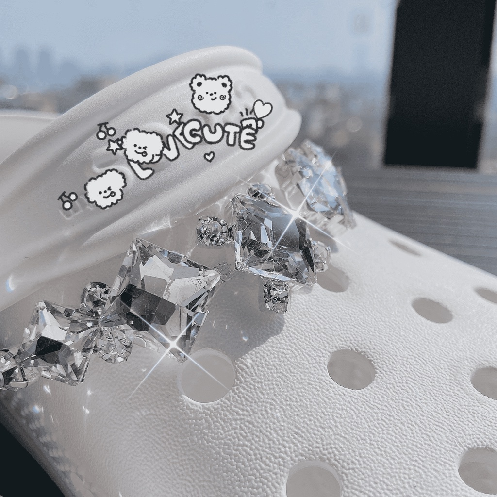 Chuỗi Dây Xích Kim Loại Đính Đá Kim Cương Ngọc Trai Thời Trang Trang Trí Giày Dép Quai Xích