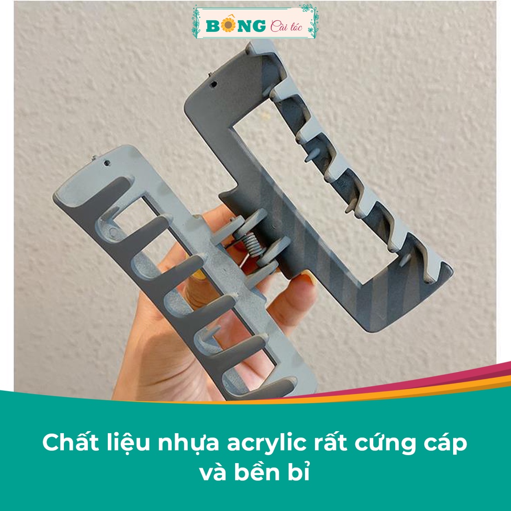 Kẹp càng cua phong cách Hàn Quốc chất liệu nhựa hình chữ nhật kích thước lớn nhiều màu sắc KN30 - kẹp tóc BÔNG Cài Tóc