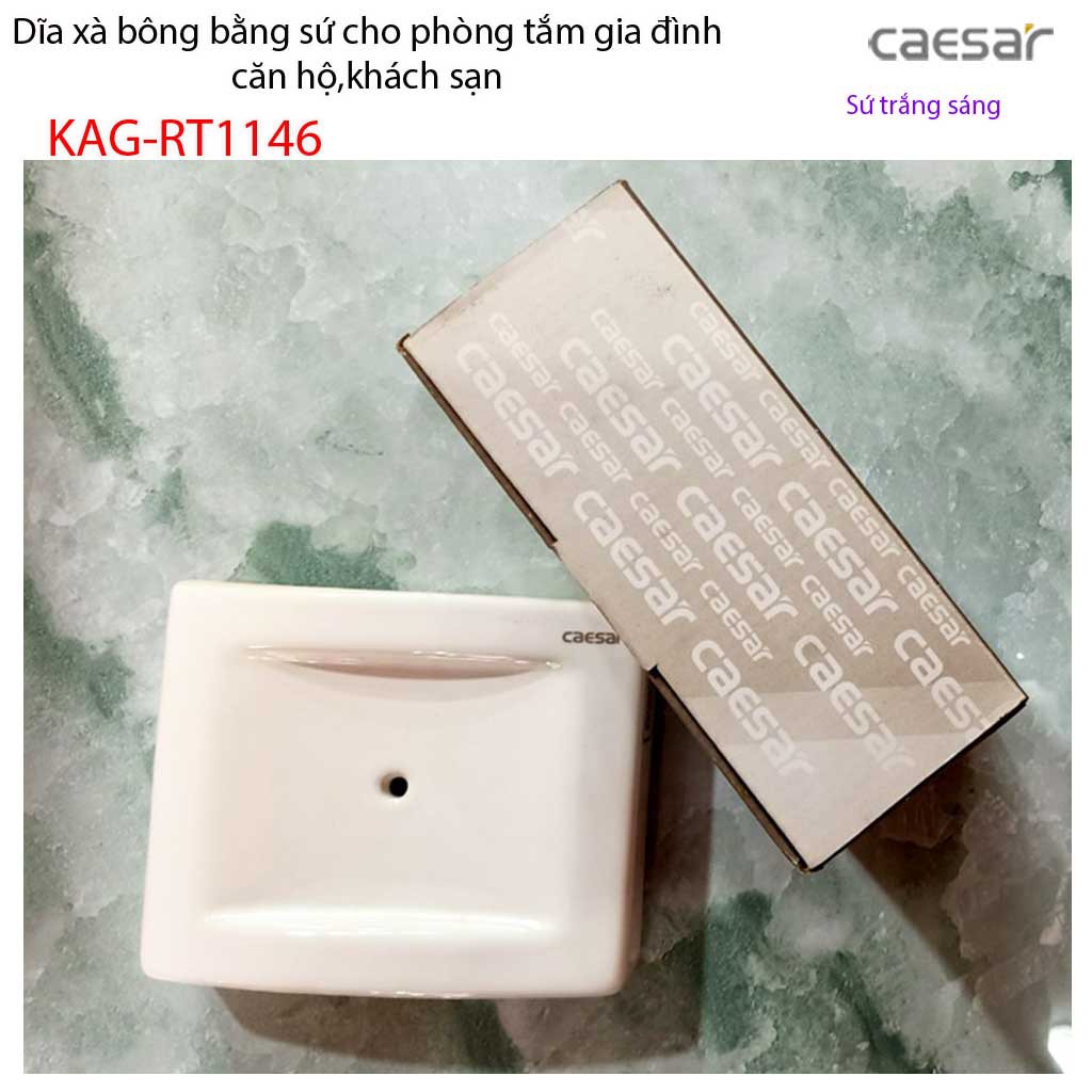 Dĩa xà bông sứ Caesar KAG-RT1146, kệ xà phòng sứ dễ vệ sinh luôn trắng bóng