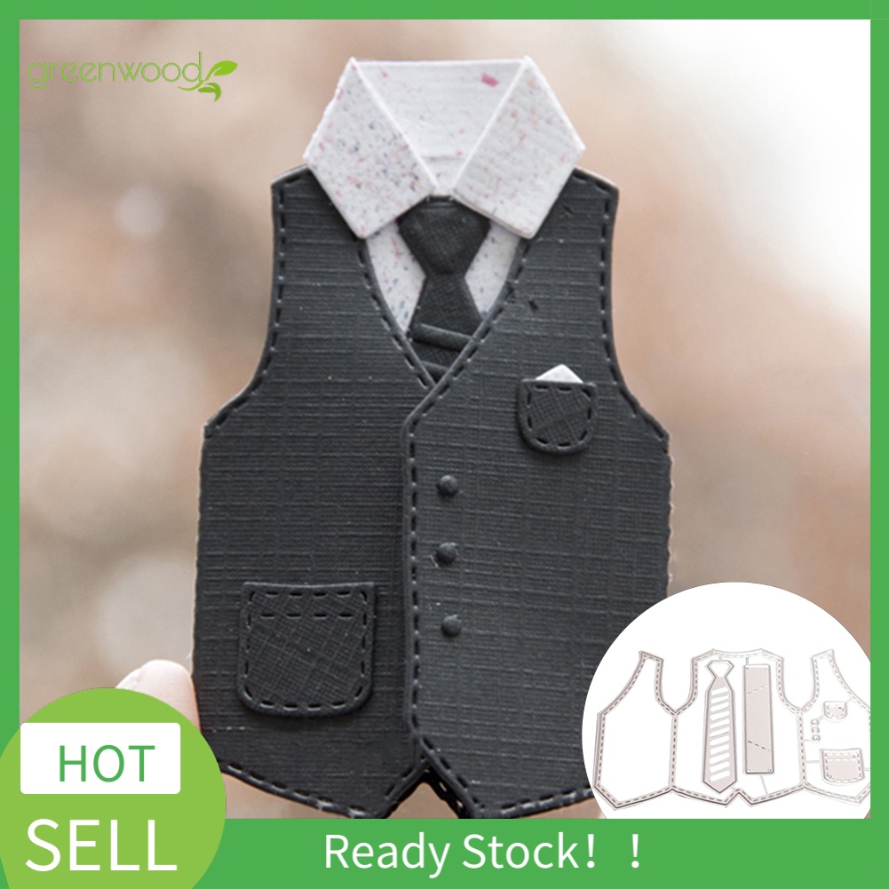 【Green】Men Vest Shape Embossing Cutting Die DIY Stencil Scrapbook Cards Mold Decoration