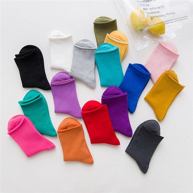 Vớ cotton cổ cao màu trơn thiết kế đơn giản thời trang Hàn Quốc cho nữ