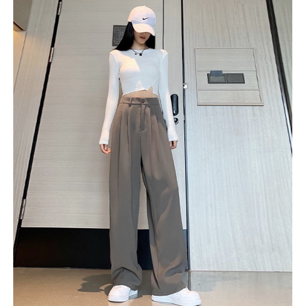 Quần Ống Rộng Nữ Cạp Cao Doris.1996, Quần Vải Nâu Tây Mềm Mịn Mát, Miễn Phí Đổi Trả 7 Ngày DR0110