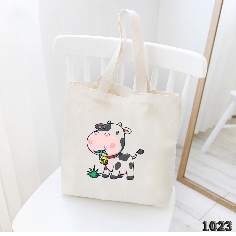 Túi Tote Vải Canvas Thời Trang Hàn Quốc 1023 486 Bò Sữa Ăn Cỏ Dễ Thương Cực Đẹp