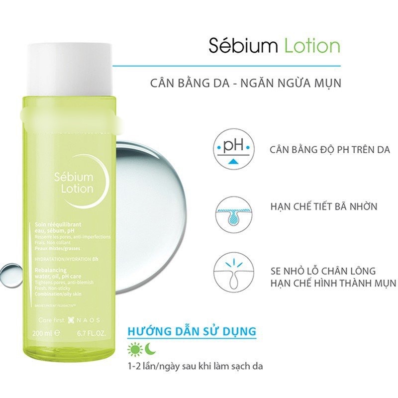 Nước Hoa Hồng Sebium Lotion cho da dầu mụn, lỗ chân lông to (Pháp)