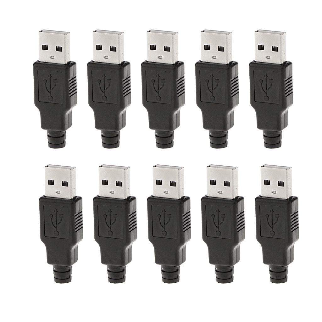 Set 10 Đầu Nối Usb 2.0 Type A 4pin Bằng Nhựa Màu Đen