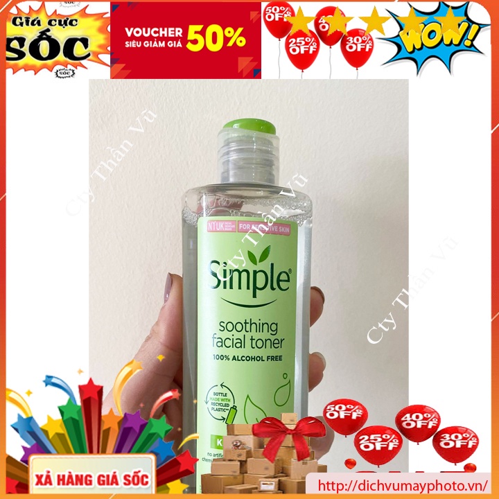 Nước Hoa Hồng Simple Soothing Facial Toner Dung Tích 200ml Không Chứa Cồn, Cân Bằng Độ Ẩm Cho Da kholinhkienmayin