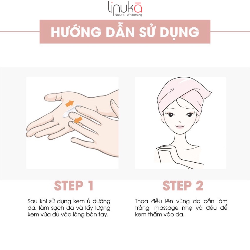 Kem dưỡng trắng da body LINUKA 150g giúp dưỡng ẩm trắng sáng phù hợp cho mọi loại da.