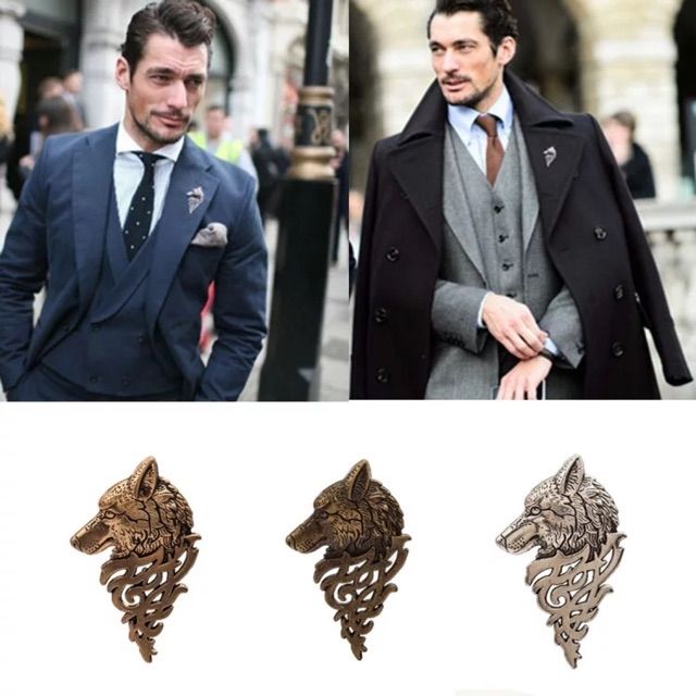 Ghim cài áo Vest Nam Lapel Pin thời trang hình đầu sói thủ lĩnh GH-118 {Phụ Kiện Vest nam - AdamZone}