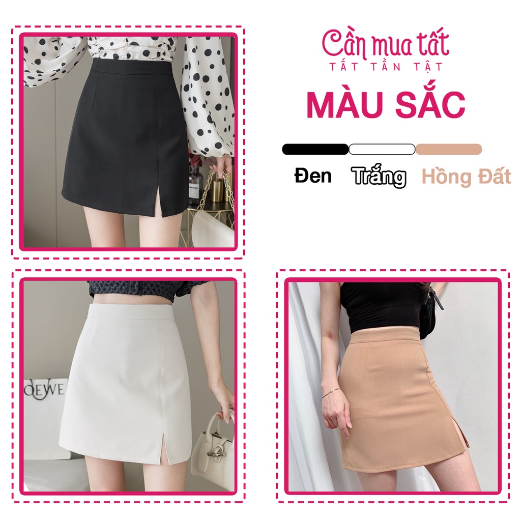 Chân váy ngắn xẻ tà gợi cảm CMT, váy ngắn xẻ đùi dáng A lưng cao chất đẹp dày dặn