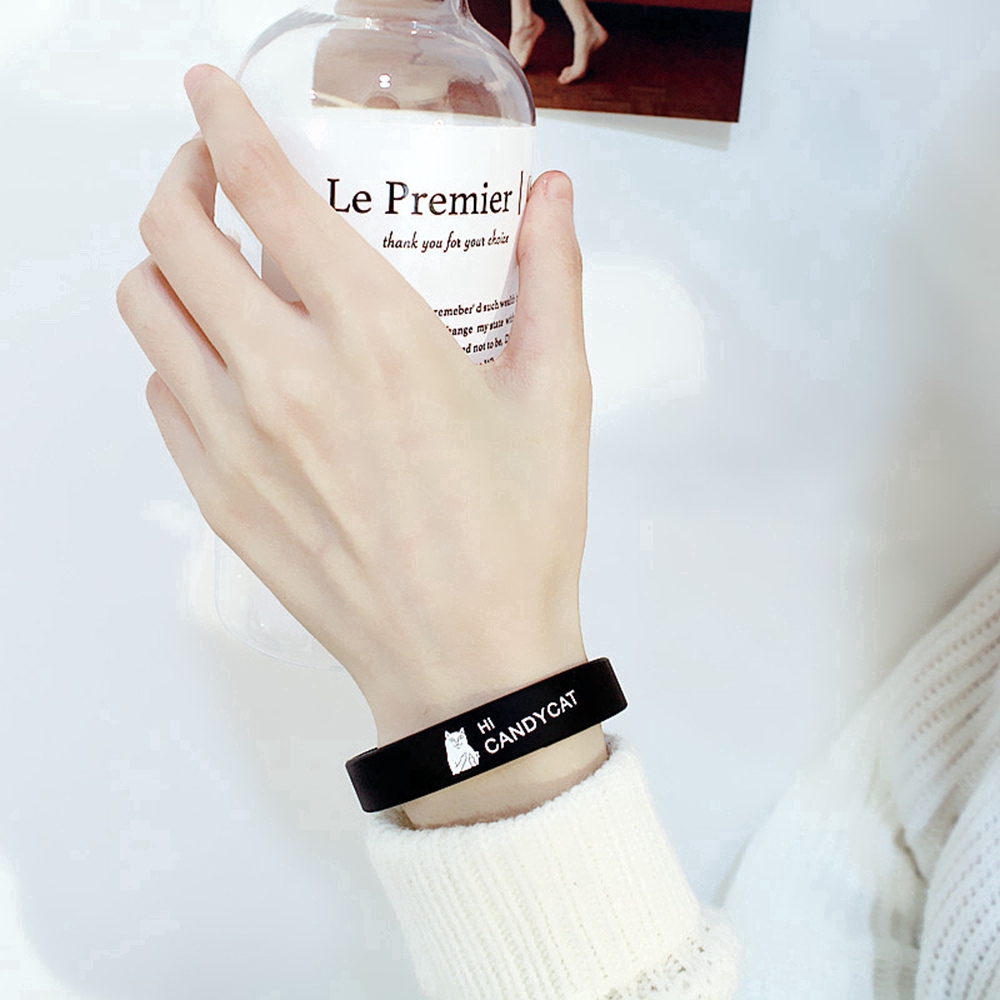 Vòng tay cao su in hình mèo xinh xắn cho nam nữ