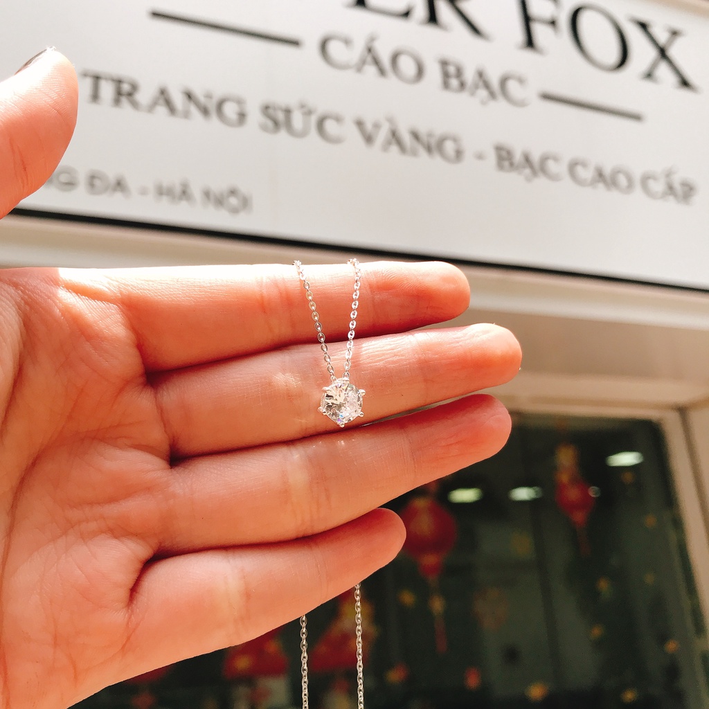 Dây Chuyền Bạc Ta S925 Cao Cấp Thanh Lịch CaoBac Silver Sáu Chấu Lấp Lánh Đơn Giản, Sang Trọng Cho Bạn Gái