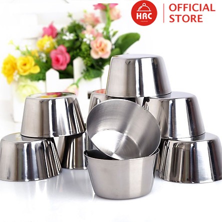 Combo 10 Khuôn Inox Làm Bánh Caramen Flan 7cm Có Nắp