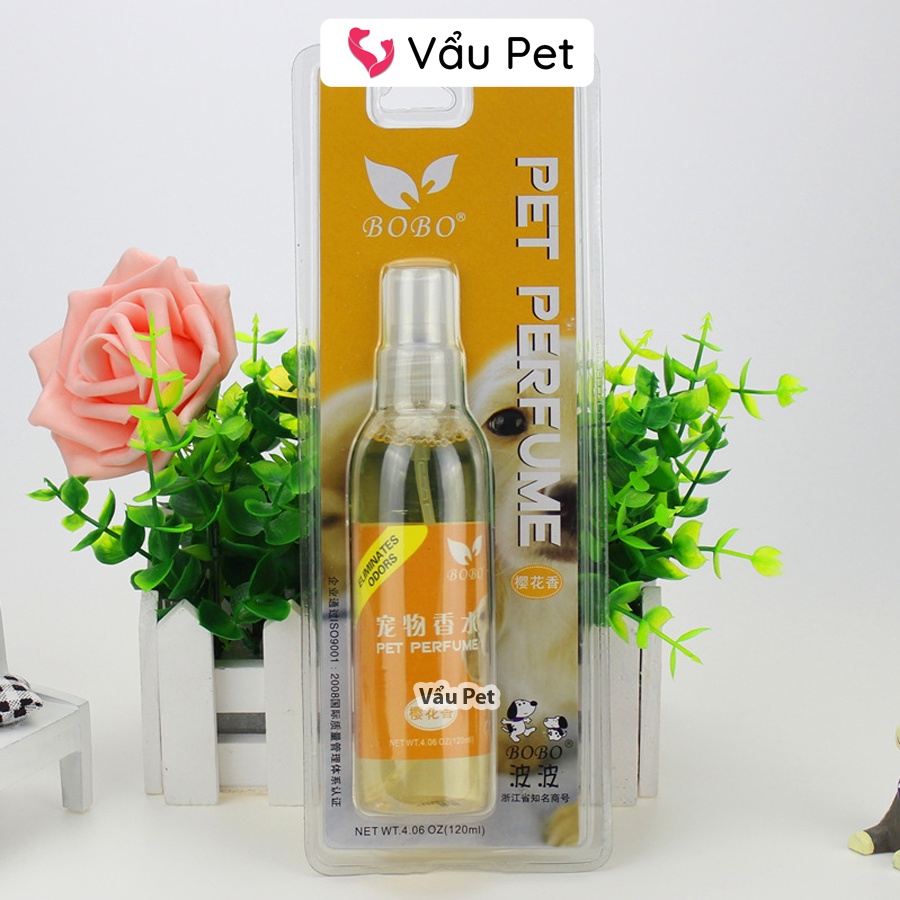 Nước hoa xịt khử mùi cho chó mèo Bobo 120ml - Xịt khử mùi cho chó mèo thú cưng Vẩu Pet Shop