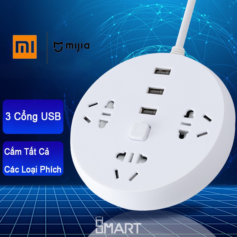 Ổ Cắm Điện Đa Năng Có Cổng USB An Toàn Tiện Lợi 1,5m Tặng Kèm Ổ Cắm Chuyển Đổi