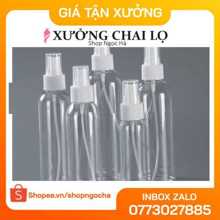 Chai nhựa pet xịt phun sương 150ml,200ml,250ml chiết mỹ phẩm , phụ kiện du lịch