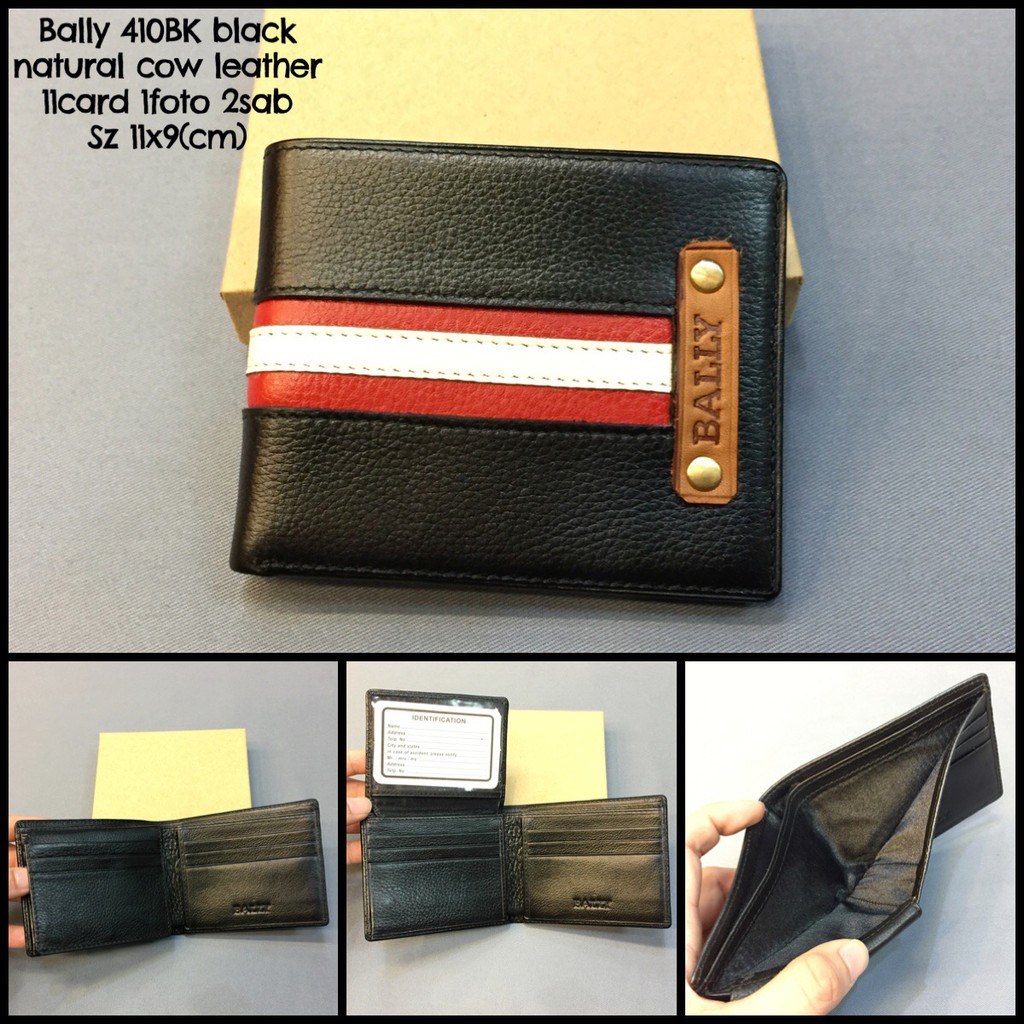 BALLY Ví Da Đen Sang Trọng Cho Nam 410BK