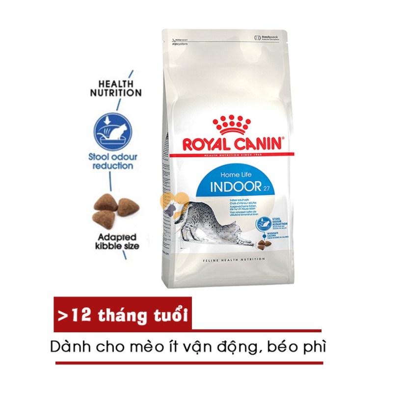 Royal Canin INDOOR dành cho mèo trên 12 tháng ít vận động nguy cơ béo phì cao