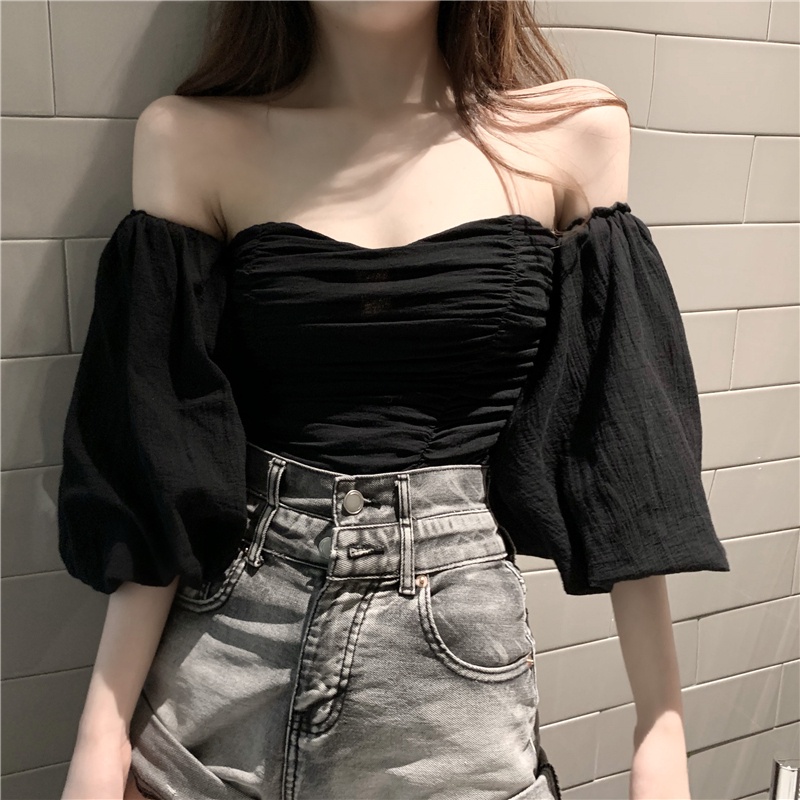 Áo Ngắn Tay Trễ Vai Dễ Phối Đồ Thời Trang Mùa Hè Quyến Rũ