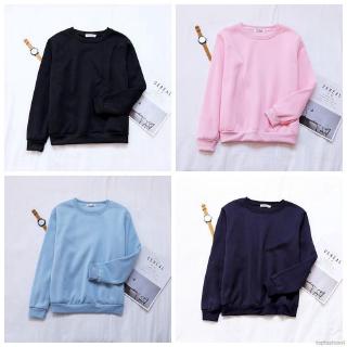 Áo thun tay dài cổ tròn đơn giản thời trang Hàn Quốc cho nữ