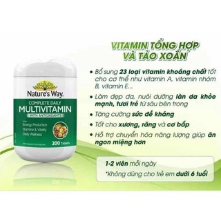 Vitamin tổng hợp và tảo biển Úc, Tảo xoắn Multivitamin Nature’s way 200 viên