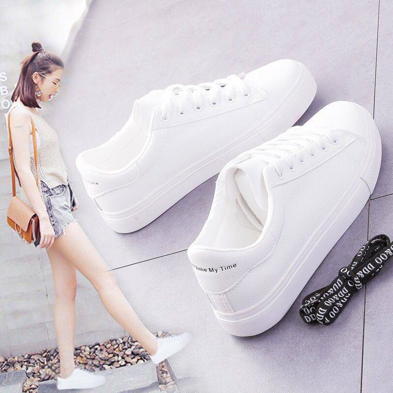 Dddyshoespusvetshoeskorenstye-tchsnekers2019 Giày Thể Thao Đế Phẳng Màu Trắng Phù Hợp Với Mùa Xuân Kiểu Hàn Quốc Cho Nữ Sinh