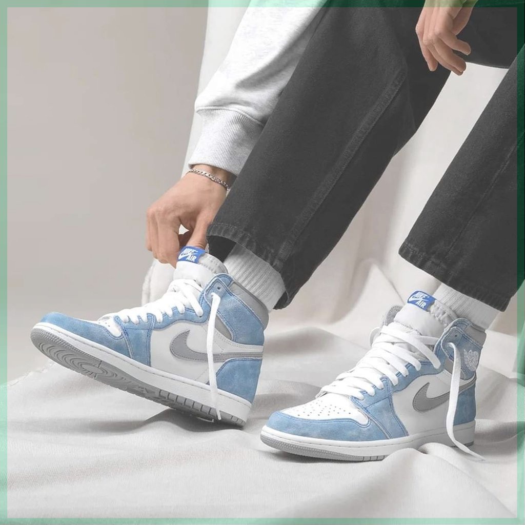 Giày jordan cổ cao màu xanh nỉ cao cấp, giày sneaker JD1 hyper bản đẹp full box bill đủ size nam nữ ahri.sneaker