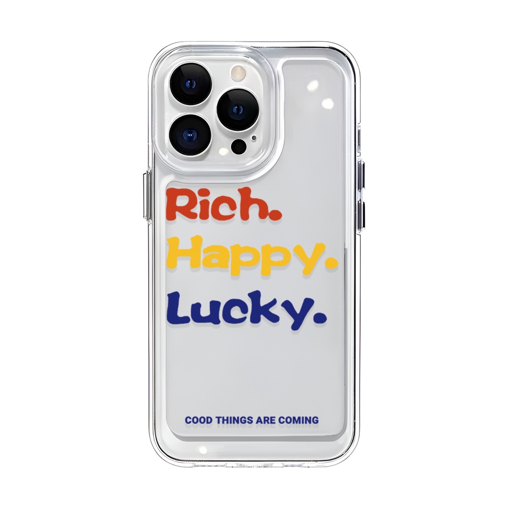 Ốp Điện Thoại Trong Suốt In Chữ Lucky Rich Cho iphone 14 Pro Max 14 Plus 13 11 12 7Plus X XR XS Max