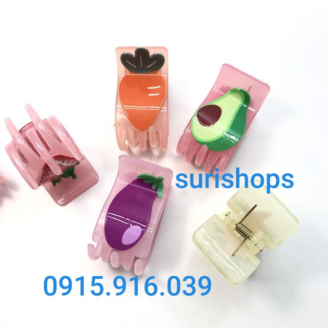 Kẹp tóc kẹp màu 5 răng các loại quả giao ngẫu nhiên