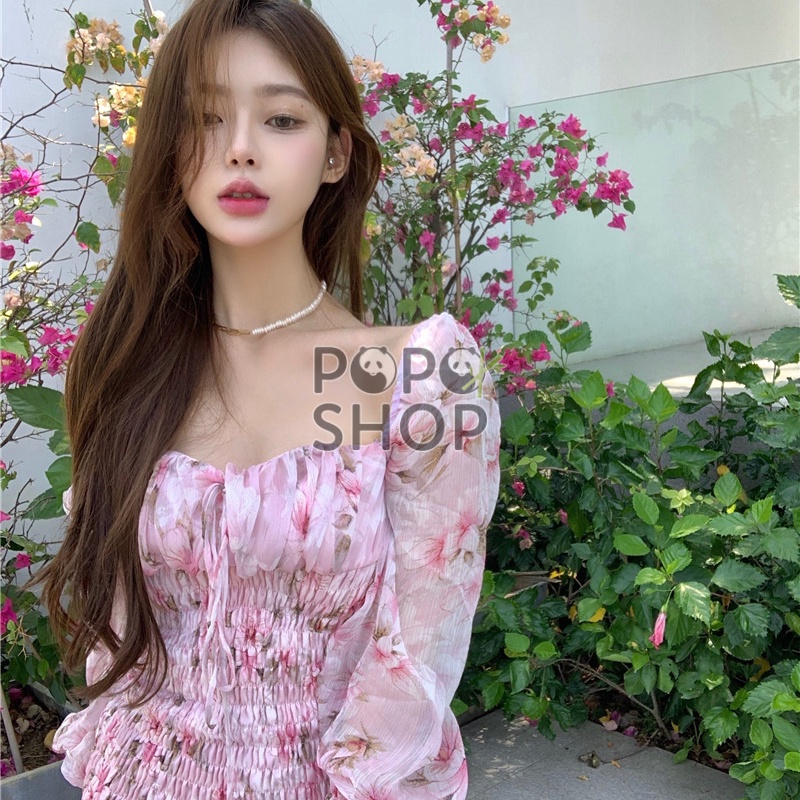 Váy bồng hoa nhí dài tay dịu dàng nữ tính ngọt ngào