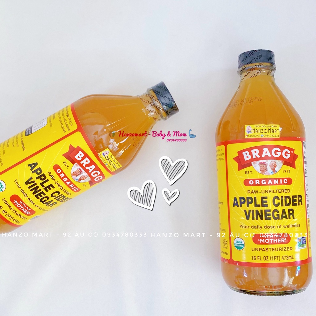 Giấm Táo Hữu Cơ Bragg - Hàng Mỹ 473ml