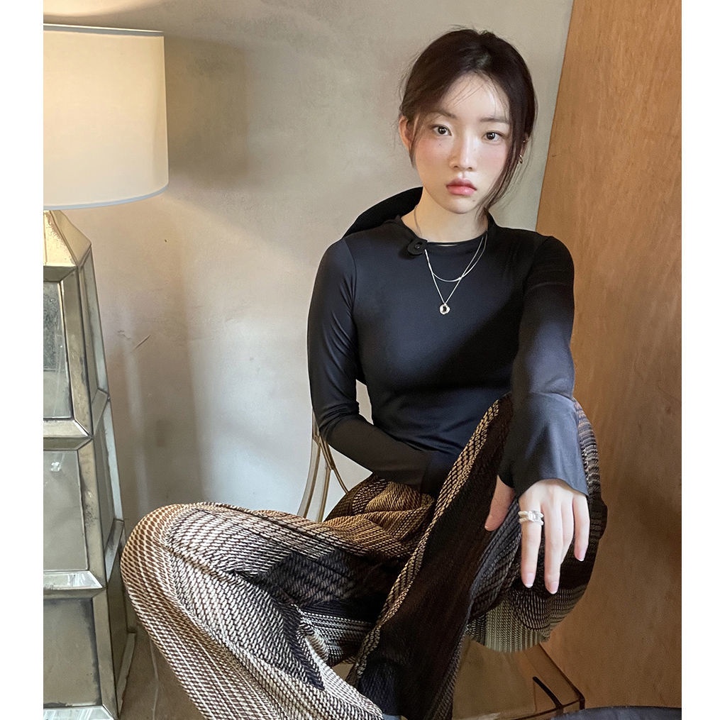 Women's Fashion Color Wide-Length High Waisted Long Pants