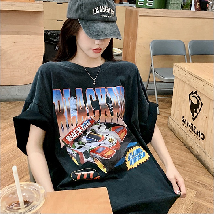 Áo Thun Ngắn Tay Dáng Rộng In Họa Tiết Retro Thời Trang Mùa Hè 2022 Dành Cho Học Sinh
